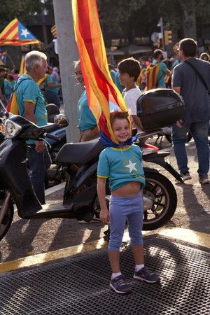 Manifestation for the National Day of Catalunya (Diada) 2019のeditorial素材