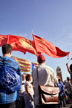 Manifestation for the National Day of Catalunya (Diada) 2019のeditorial素材