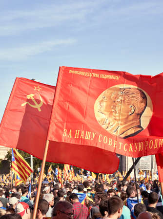 Manifestation for the National Day of Catalunya (Diada) 2019のeditorial素材
