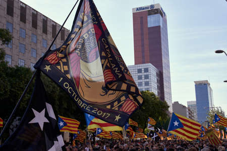 Manifestation for the National Day of Catalunya (Diada) 2019のeditorial素材