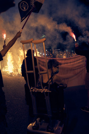 Riots and incidents on the march for the independence of Catalonia after the celebrations for the...