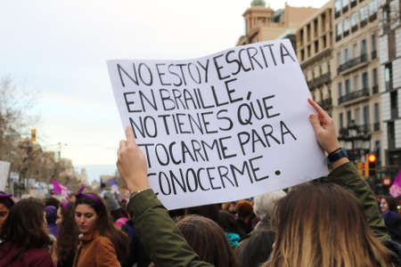 Demonstration for women's day in Barcelona Barcelona, Catalunya / Spain - 03 08 2018のeditorial素材