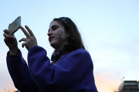 Demonstration for women's day in Barcelona Barcelona, Catalunya / Spain - 03 08 2018のeditorial素材