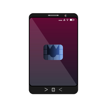 design of a smartphone with a mobile chip of contactless paymentのイラスト素材