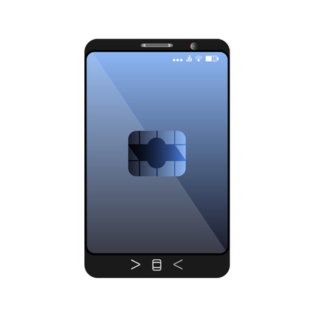 design of a smartphone with a mobile chip of contactless paymentのイラスト素材