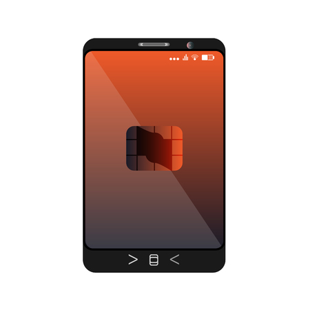 design of a smartphone with a mobile chip of contactless paymentのイラスト素材