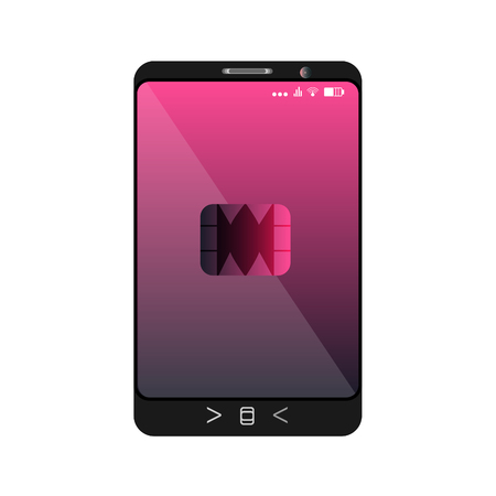 design of a smartphone with a mobile chip of contactless paymentのイラスト素材