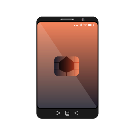 design of a smartphone with a mobile chip of contactless paymentのイラスト素材