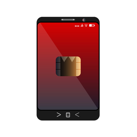 design of a smartphone with a mobile chip of contactless paymentのイラスト素材