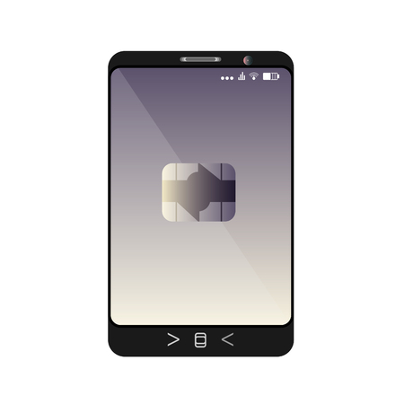 design of a smartphone with a mobile chip of contactless paymentのイラスト素材