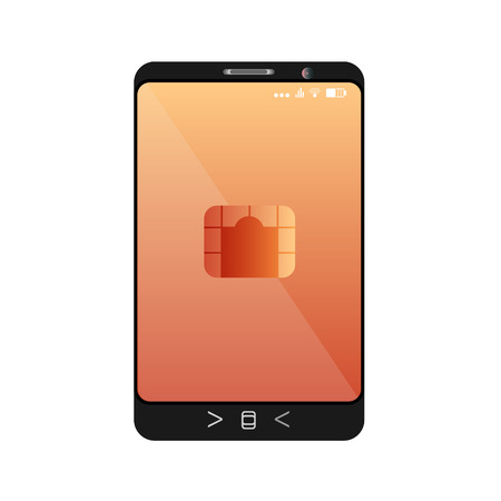 design of a smartphone with a mobile chip of contactless paymentのイラスト素材