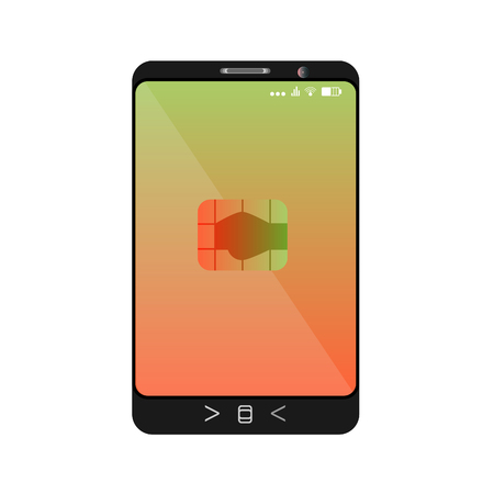 design of a smartphone with a mobile chip of contactless paymentのイラスト素材