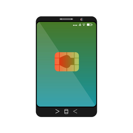 design of a smartphone with a mobile chip of contactless paymentのイラスト素材