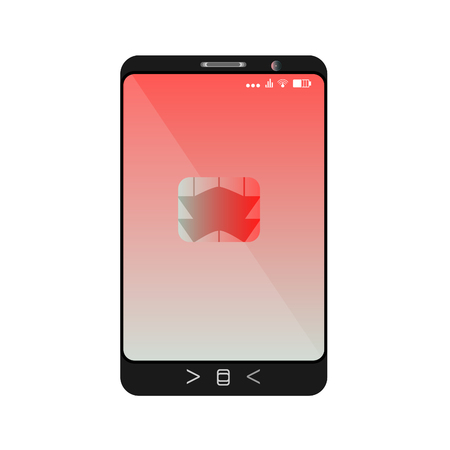 design of a smartphone with a mobile chip of contactless paymentのイラスト素材