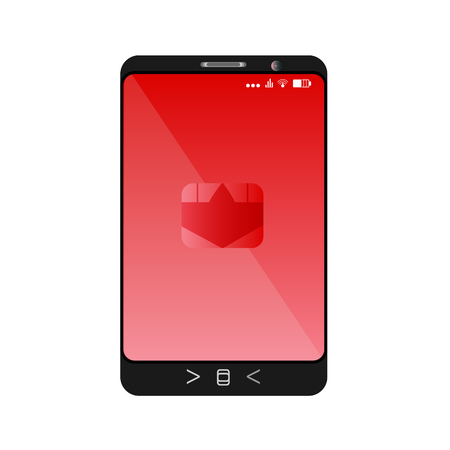 Design of a smartphone with a mobile chip of contactless paymentのイラスト素材