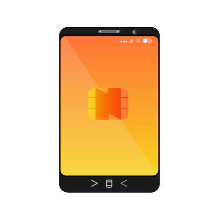 Design of a smartphone with a mobile chip of contactless paymentのイラスト素材