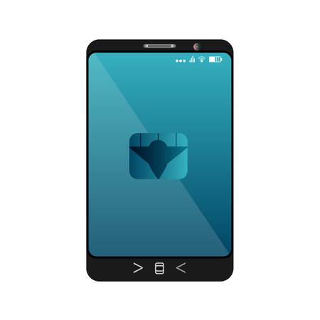 Design of a smartphone with a mobile chip of contactless paymentのイラスト素材