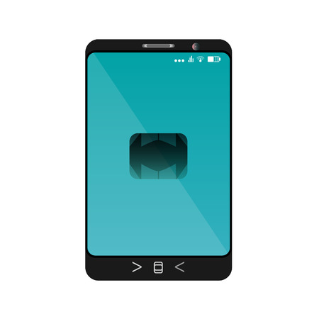 Design of a smartphone with a mobile chip of contactless paymentのイラスト素材