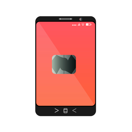 Design of a smartphone with a mobile chip of contactless paymentのイラスト素材