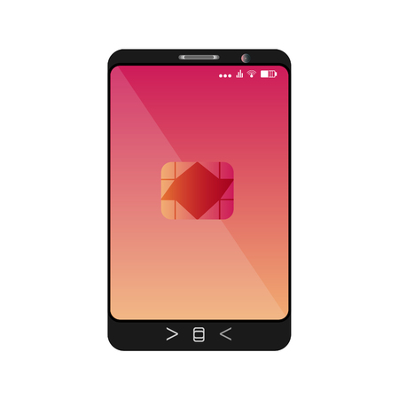 Design of a smartphone with a mobile chip of contactless paymentのイラスト素材