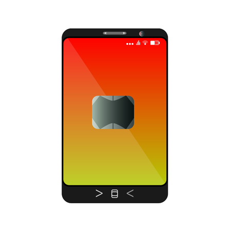 Design of a smartphone with a mobile chip of contactless paymentのイラスト素材