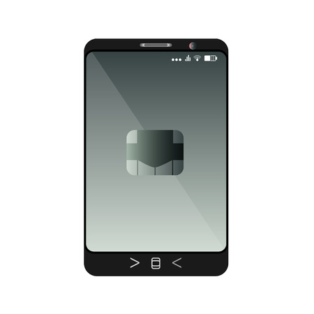 Design of a smartphone with a mobile chip of contactless paymentのイラスト素材