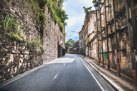Colorful alley Salvador, Bahia, Brazilの写真素材