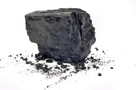 Coal on Isolated White Backgroundの写真素材