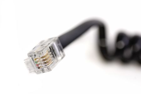 Black Cord Telephone on White Backgroundの写真素材