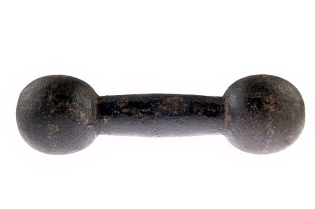 One rusty black dumbbell on white backgroundの写真素材