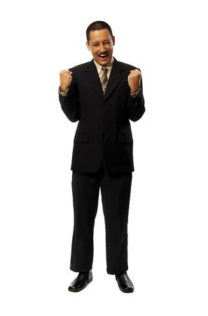 Young Success Fullbody business man isolated on white backgroundの写真素材