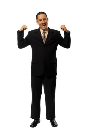 Young Success Fullbody business man isolated on white backgroundの写真素材