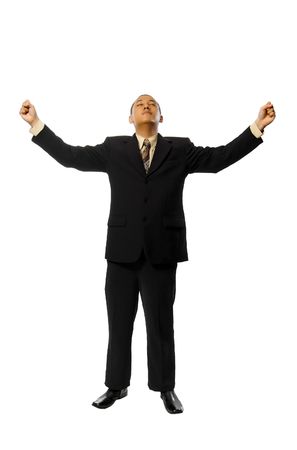 Young Success Fullbody business man isolated on white backgroundの写真素材