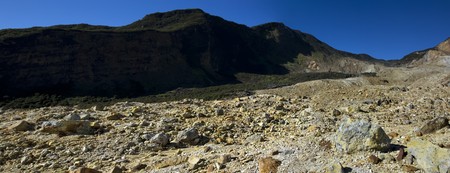 Rocky mountain scenery on mount papandayan, indonesiaの写真素材