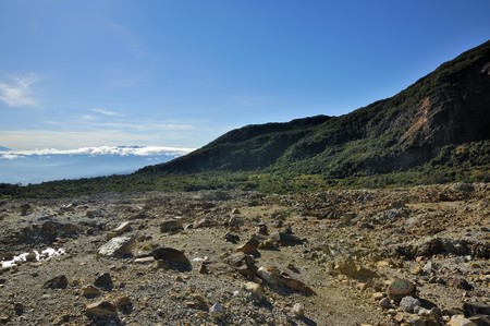 Rocky mountain scenery on mount papandayan, indonesiaの写真素材