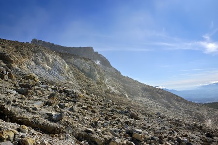 Rocky mountain scenery on mount papandayan, indonesiaの写真素材