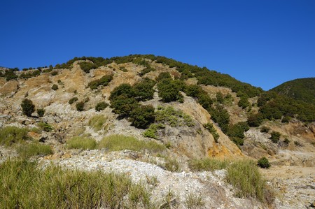 Rocky mountain scenery on mount papandayan, indonesiaの写真素材