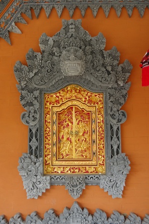 Balinese decoration in front of people houseの写真素材