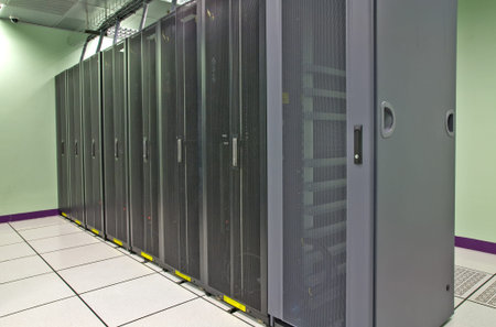 Datacenter rack in the row. Locate in data center room