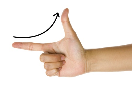 Sales growth line curve in the hand figuresの写真素材