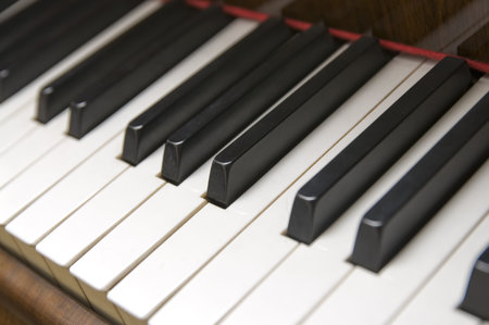 Close up shot of grand piano keys