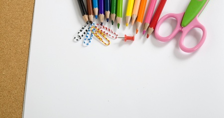 Stationary for school, you can put your text on the paperの写真素材