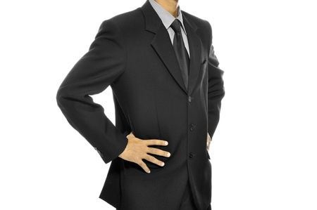 Black business suit with tie isolated over white backgroundの写真素材