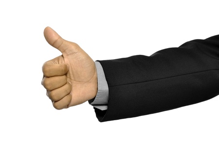 Man give ok sign isolated over white backgroundの写真素材