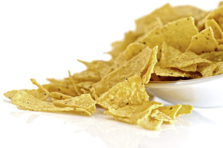 Snack nacho put in the bowl isolated over white background