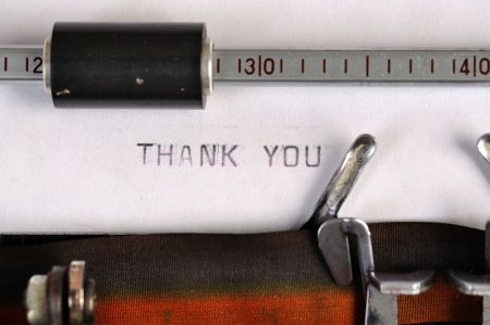 Thank you typed on the paper with old type writerの写真素材