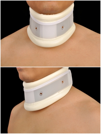 Set of neck support images on man bodyの写真素材