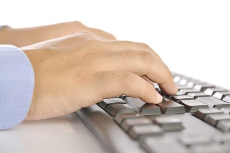Hands typing on keyboard. This is office environment conceptの写真素材