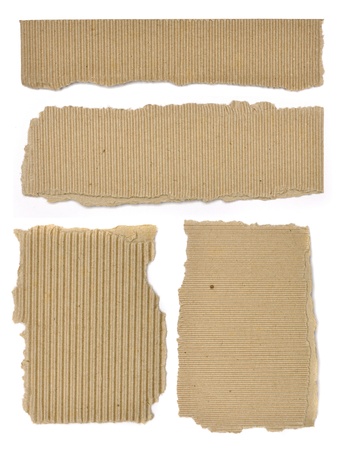 Set of textured cardboard with torn edges isolated over whiteの写真素材