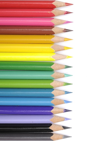 Color pencils isolated over white background close upの写真素材